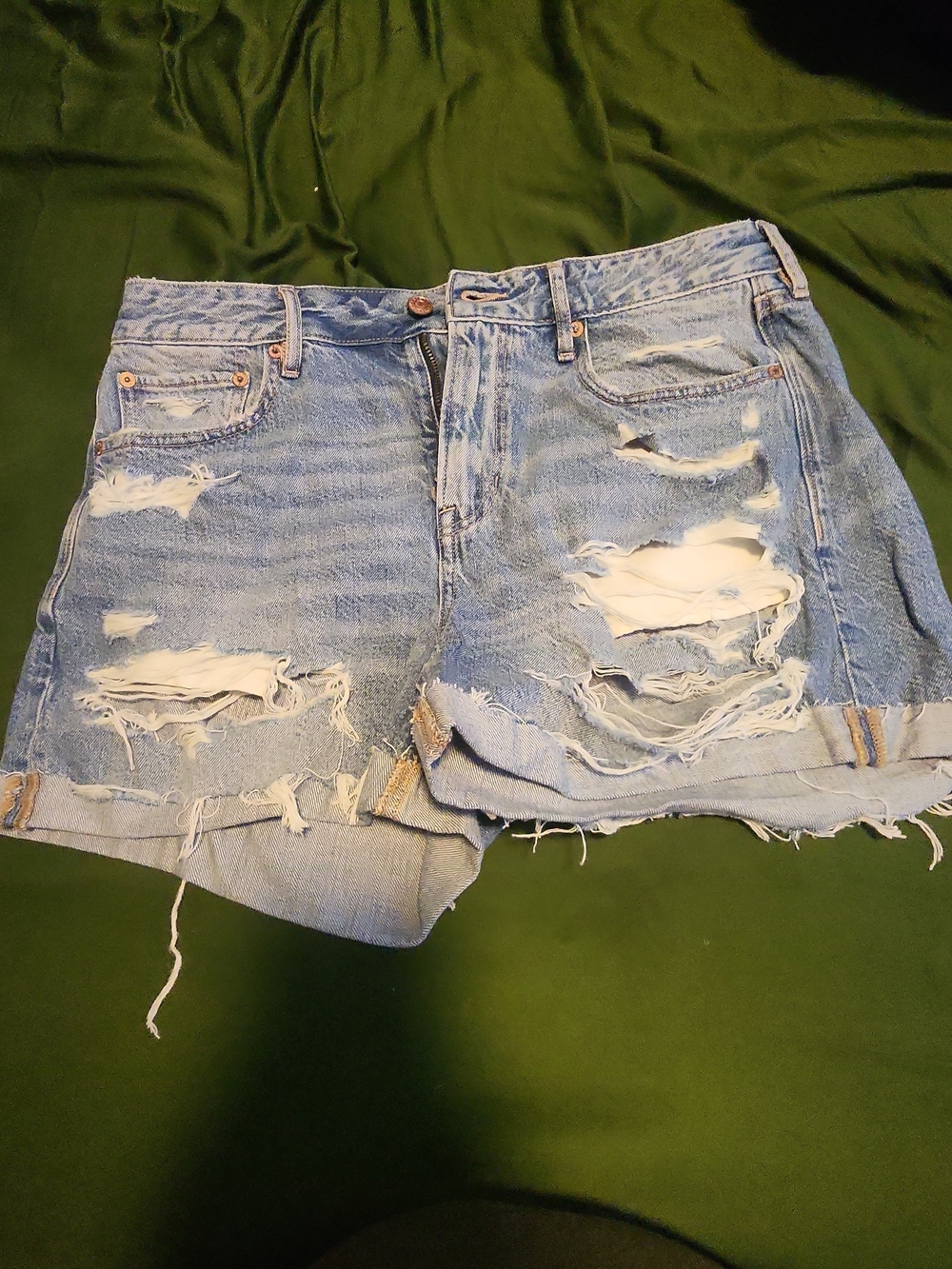 American Eagle Outfitters Light Blue Ripped Denim Shorts